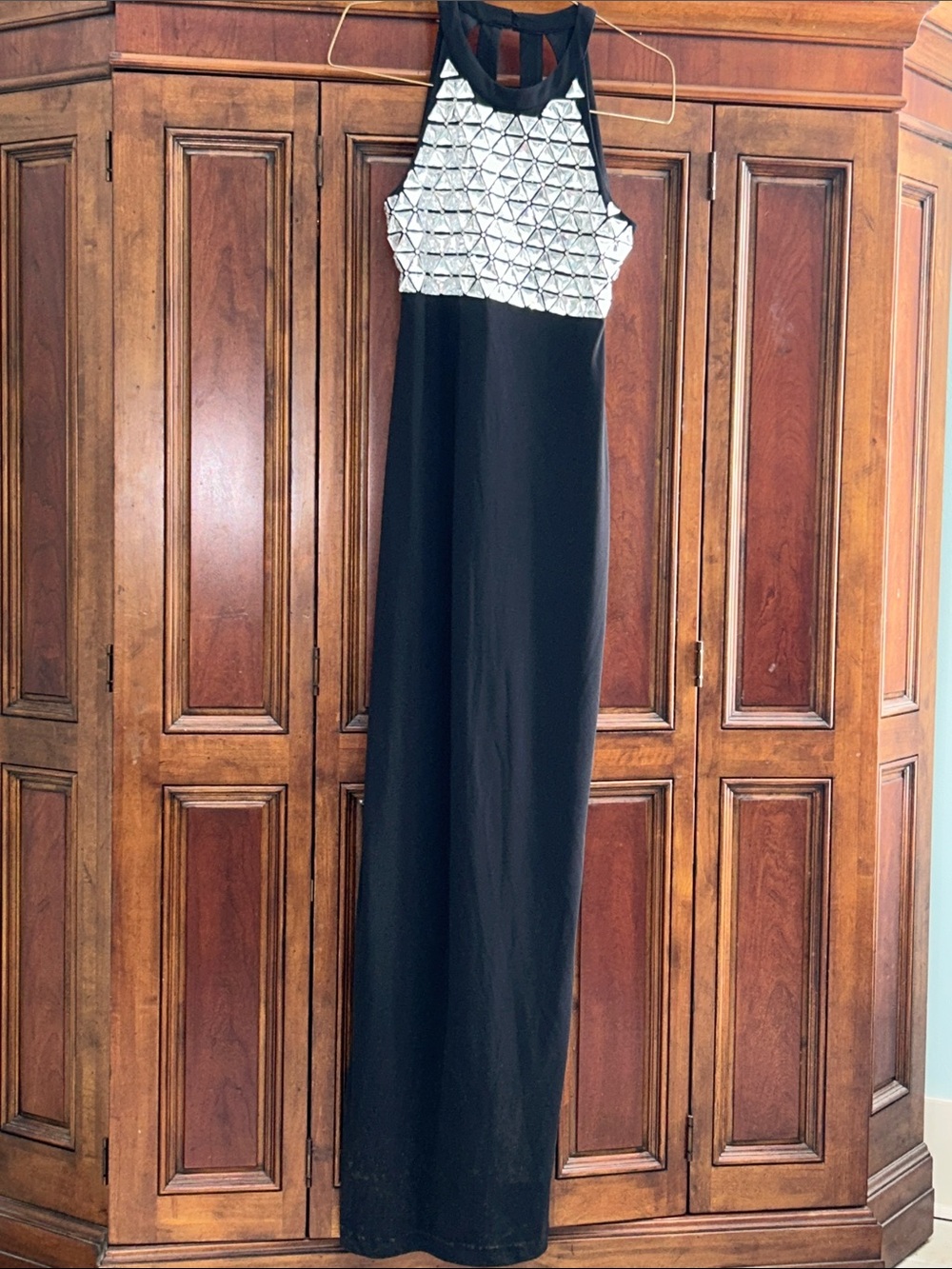 Parker Saldana  Cut Out Column Black Evening Gown
Size 10